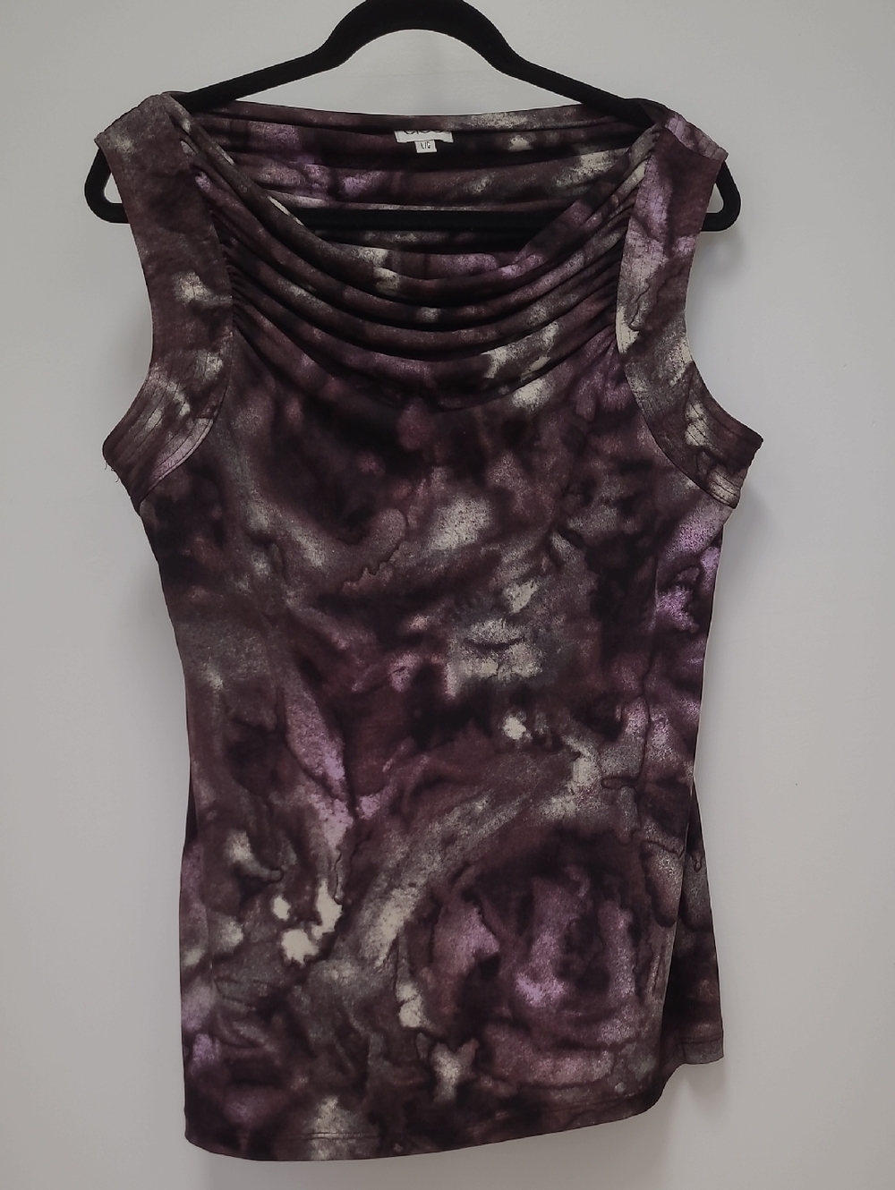Cleo Purple Marble Cowl Neck Camisole Tank Top